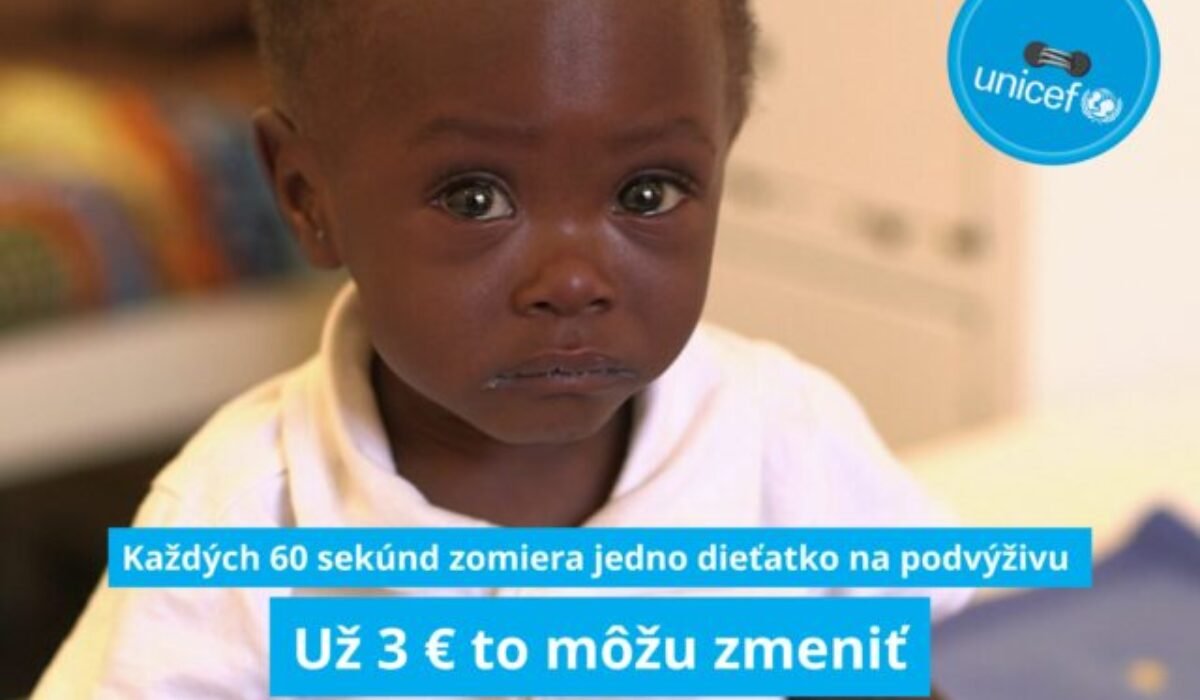 Zbierka Modrý gombík UNICEF 2025 pomôže podvyživeným deťom