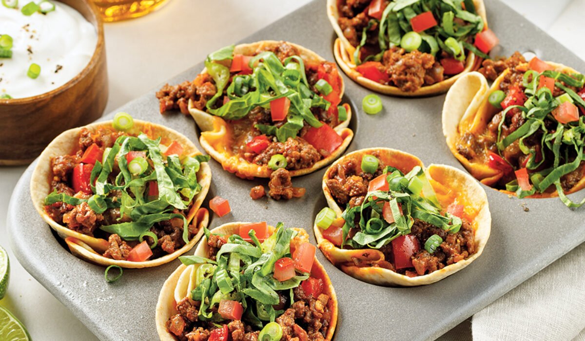 Dobroty na každý deň: Tacos trochu inak — Chrumkavé tacos košíčky z formy na muffiny