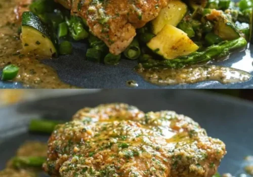 Kuracie mäso s cesnakovým maslom a sezónnou zeleninou