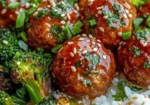 Lepkavé mongolské mäsové guľôčky s brokolicou