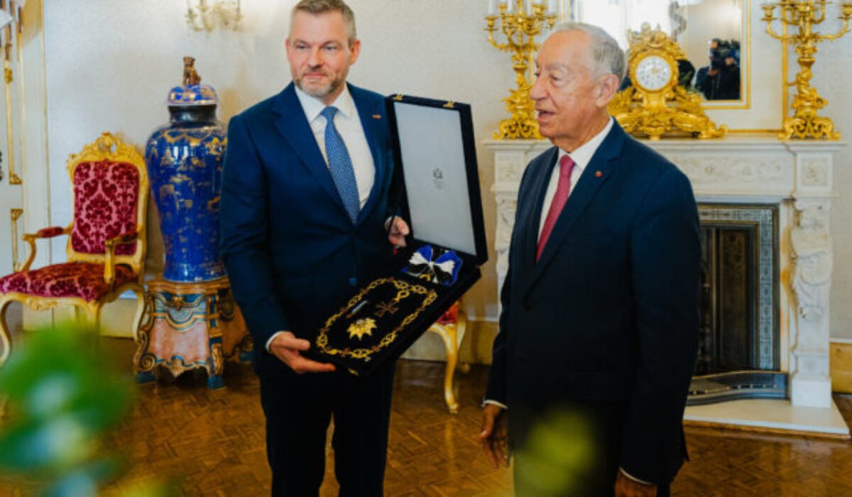 Pellegrini získal v Portugalsku najvyššie štátne vyznamenanie, prezident mu odovzdal Veľkú reťaz princa Henricha – VIDEO, FOTO